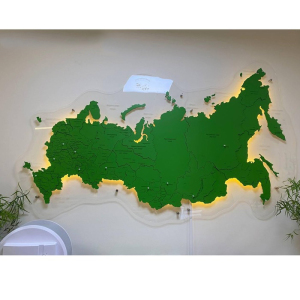 Corporate world map made of precious wood 3D to order